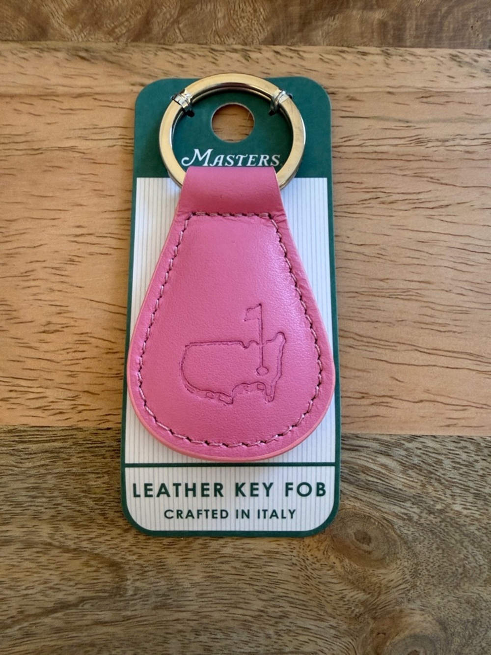 Masters 2026 Pink Leather Keychain with Gold Ring/all orders mail in 24 hrs!